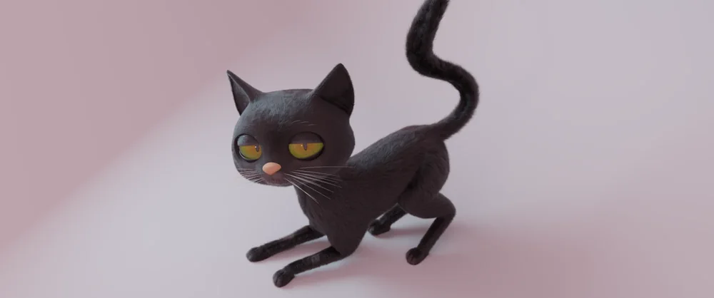 Black cat with yellow eyes and detailed fur
